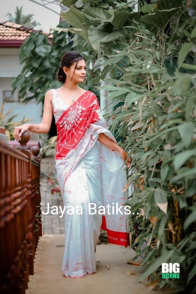 Product Details Bridal wear 100 Handmade batik bridal saree in super voile material with pearl work